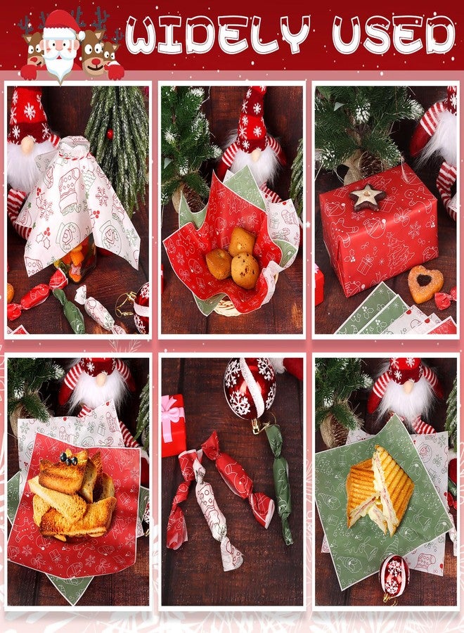 LOAVER 150 Pack Christmas Wax Paper Sheets for Food, Greaseproof Wrapping Tissue Bulk Deli Parchment Baking Paper for Sandwich Cookies Picnic Oilproof Basket Liners (9.84 x 9.84 Inch) - Image 4