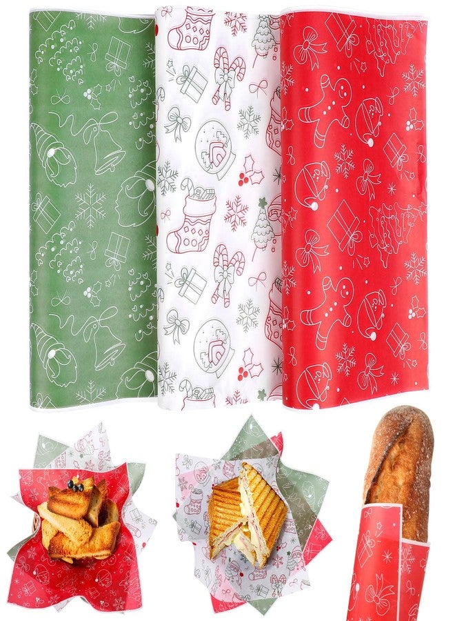 LOAVER 150 Pack Christmas Wax Paper Sheets for Food, Greaseproof Wrapping Tissue Bulk Deli Parchment Baking Paper for Sandwich Cookies Picnic Oilproof Basket Liners (9.84 x 9.84 Inch) - Image 1