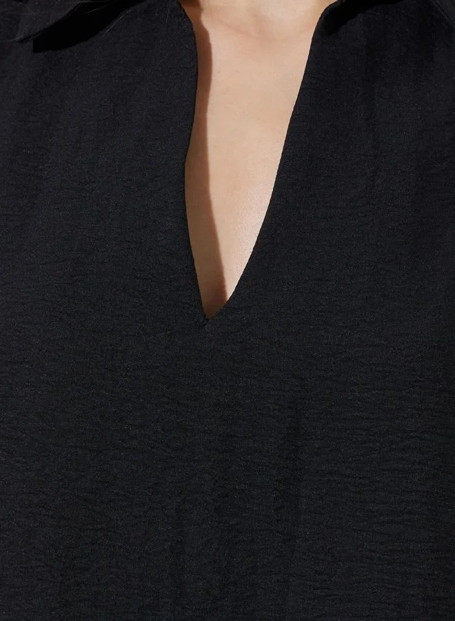 Take Two Black Black Open Collar Top and Pants Co-Ords Set for Women | Best Price UAE