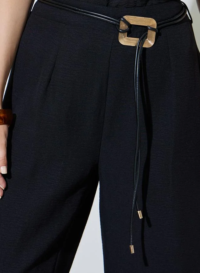 Take Two Black Black Open Collar Top and Pants Co-Ords Set for Women | Best Price UAE