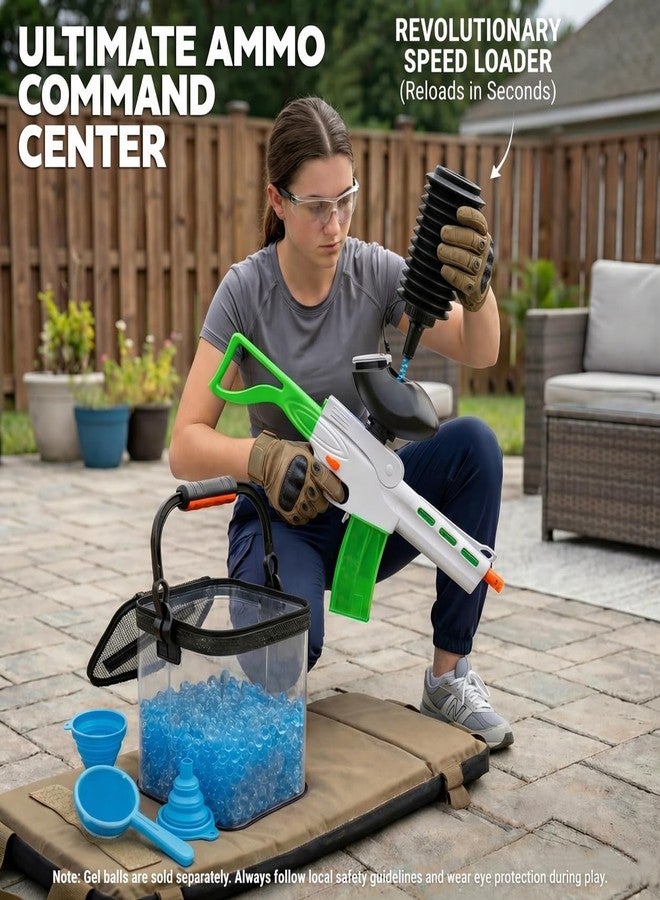 KTAB Foldable Gel Ball Ammo Bucket & Speed Loader Kit, Large Capacity Gel Blaster Ammo Storage Container with Mesh Drainage, Portable Ammo Organizer for Gel Ball Blaster Accessories - Image 5