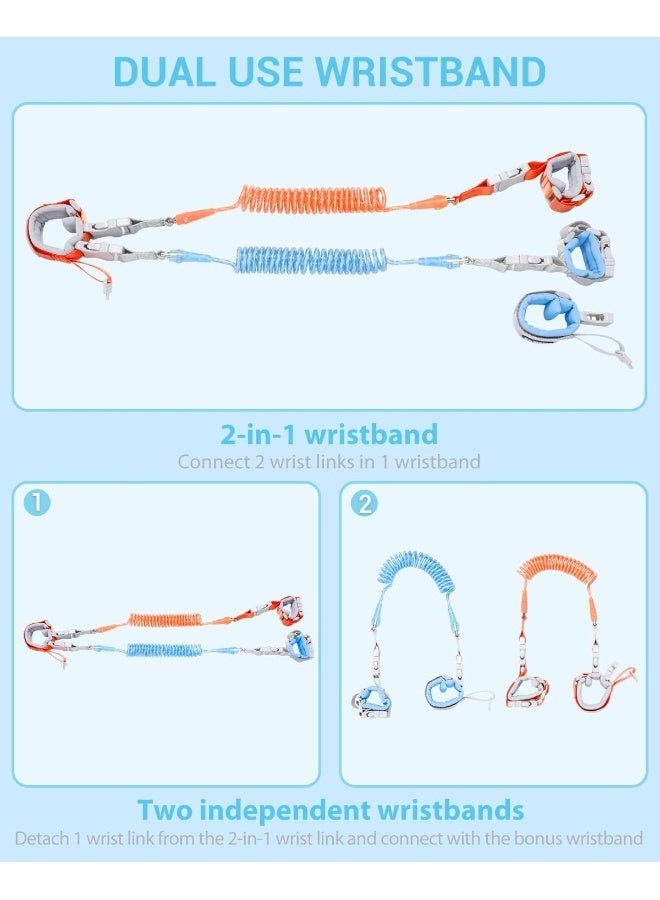 دكتور ميتر 【Upgrade】 Anti Lost Wrist Link, Dr. meter 2 in 1 Toddlers Safety Wristband Leash with Key  Lock, Kids Anti Lost Walking Harness Rope for Babies, Dual Length 6.56ft - Image 2