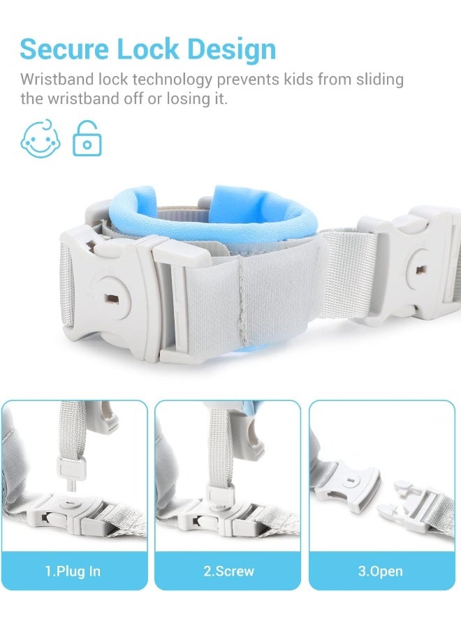 دكتور ميتر 【Upgrade】 Anti Lost Wrist Link, Dr. meter 2 in 1 Toddlers Safety Wristband Leash with Key  Lock, Kids Anti Lost Walking Harness Rope for Babies, Dual Length 6.56ft - Image 3