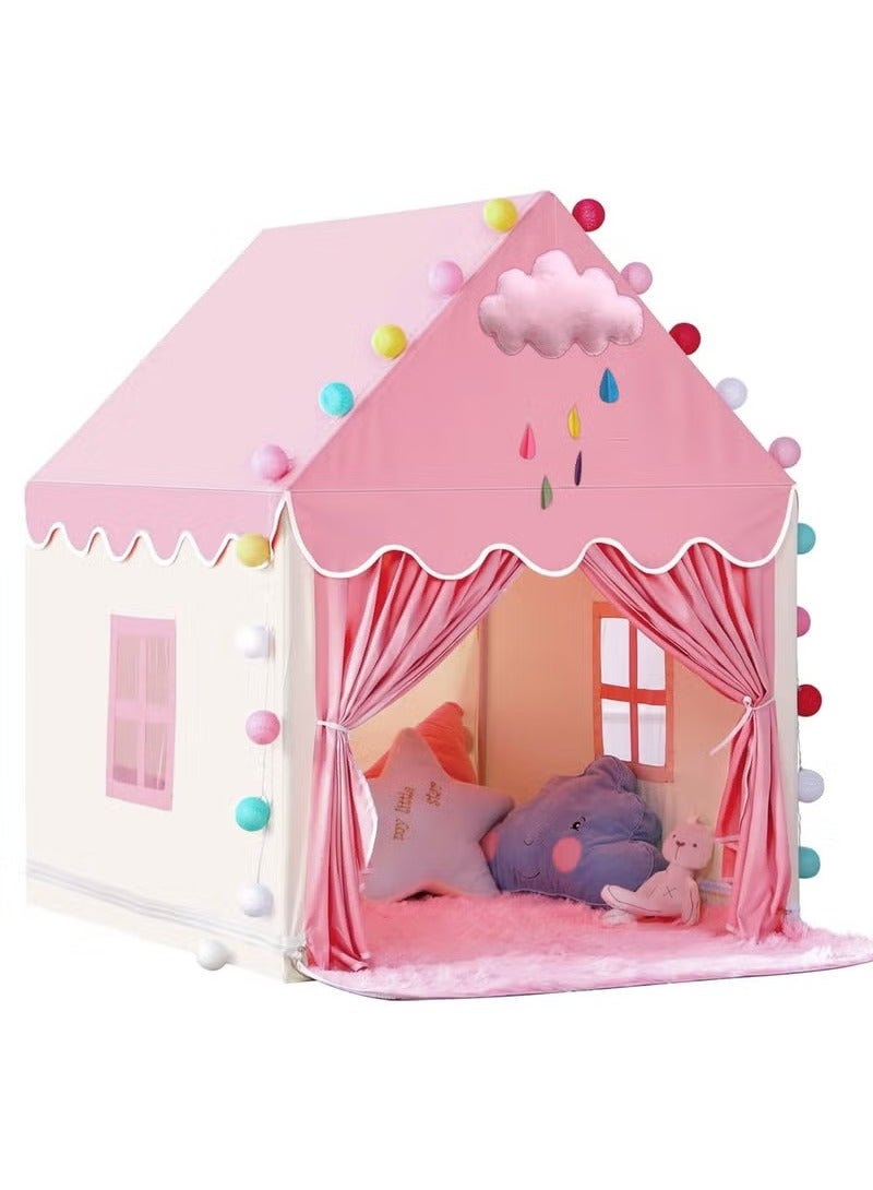 XiuWoo Kids' Play Tents Children's Tent Indoor Outdoor Princess Girls' Game House Small House Child Castle Separate Bed Divine Tool Toy House with LED Lights and Coral Fleece Mat,Suitable for bedrooms, living room, backyards, parks 100*120*130cm  - Image 1