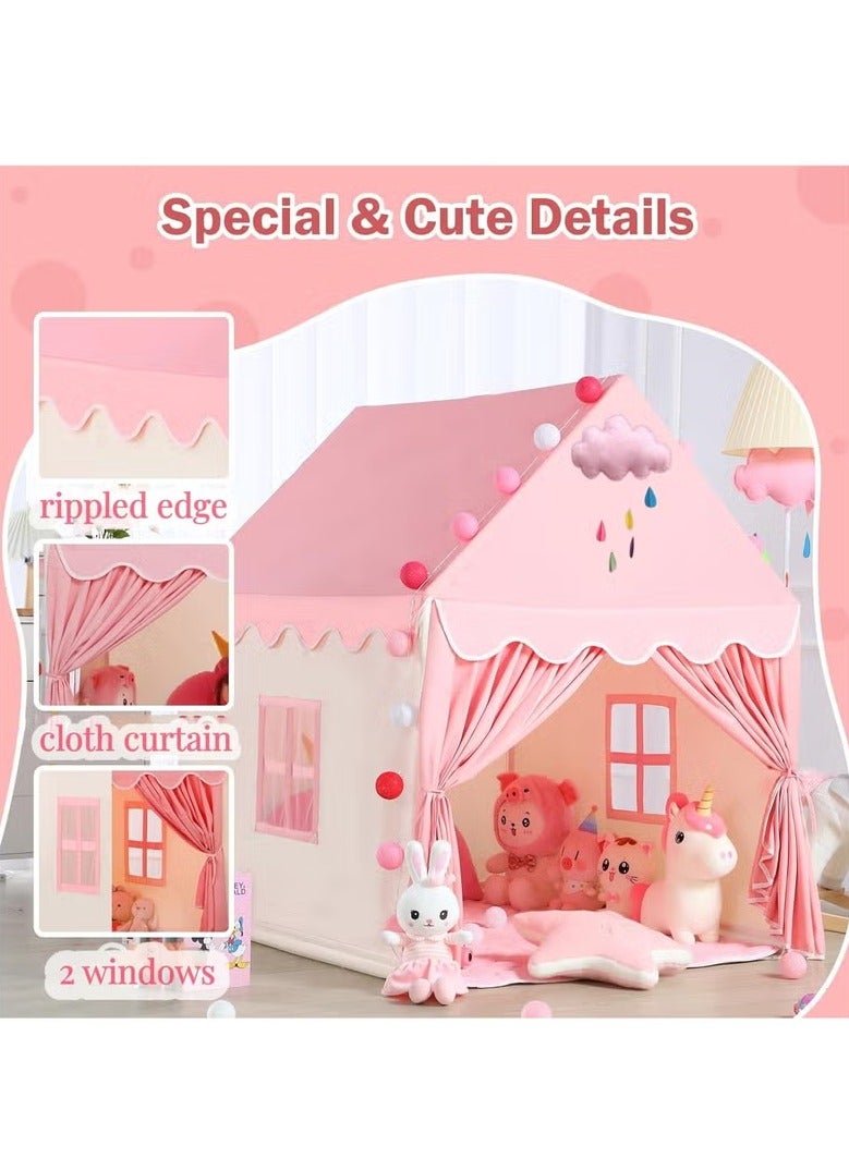 XiuWoo Kids' Play Tents Children's Tent Indoor Outdoor Princess Girls' Game House Small House Child Castle Separate Bed Divine Tool Toy House with LED Lights and Coral Fleece Mat,Suitable for bedrooms, living room, backyards, parks 100*120*130cm  - Image 2