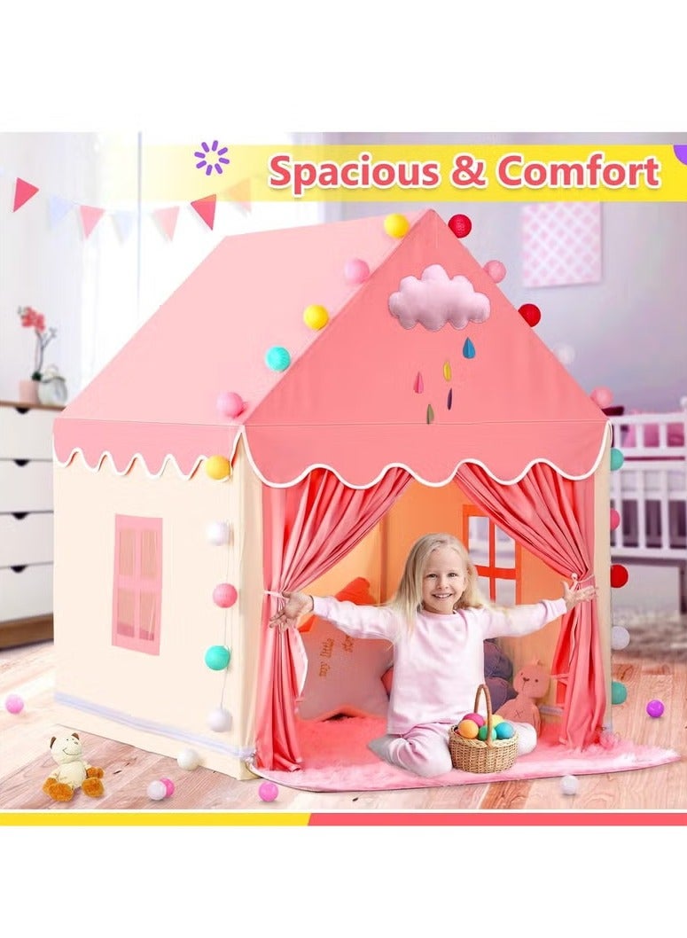 XiuWoo Kids' Play Tents Children's Tent Indoor Outdoor Princess Girls' Game House Small House Child Castle Separate Bed Divine Tool Toy House with LED Lights and Coral Fleece Mat,Suitable for bedrooms, living room, backyards, parks 100*120*130cm  - Image 3