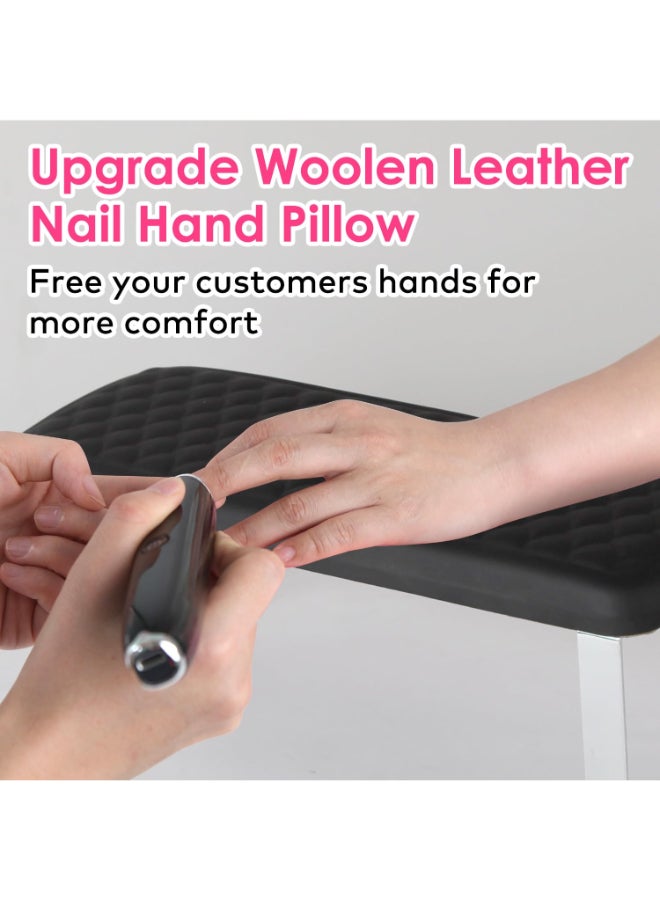 BORNBYME Arm Rest for Nails Tech BORNBYME Update PU Leather Fish Pattern Hand Nail Foot Stand Rest for Manicure PedicureBlack - Image 4