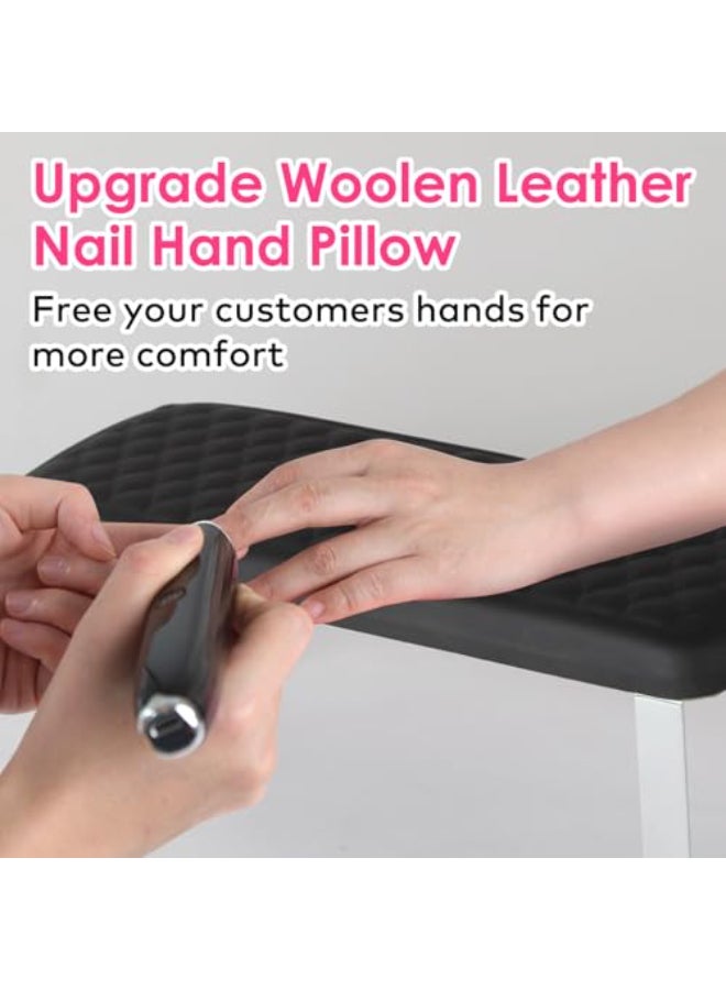 BORNBYME Arm Rest for Nails Tech BORNBYME Update PU Leather Fish Pattern Hand Nail Foot Stand Rest for Manicure PedicureBlack - Image 3