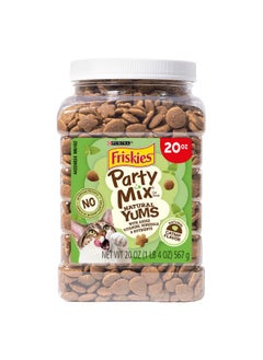 PURINA Purina Friskies Made in USA Facilities, Natural Cat Treats, Party Mix Natural Yums Catnip Flavor - 20 oz. Canister  - Image 1