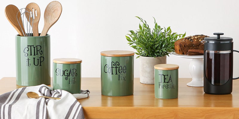 DII Kitchen Accessories Retro Collection, Ceramics, Canister Set, Artichoke, 3 Piece - Image 5