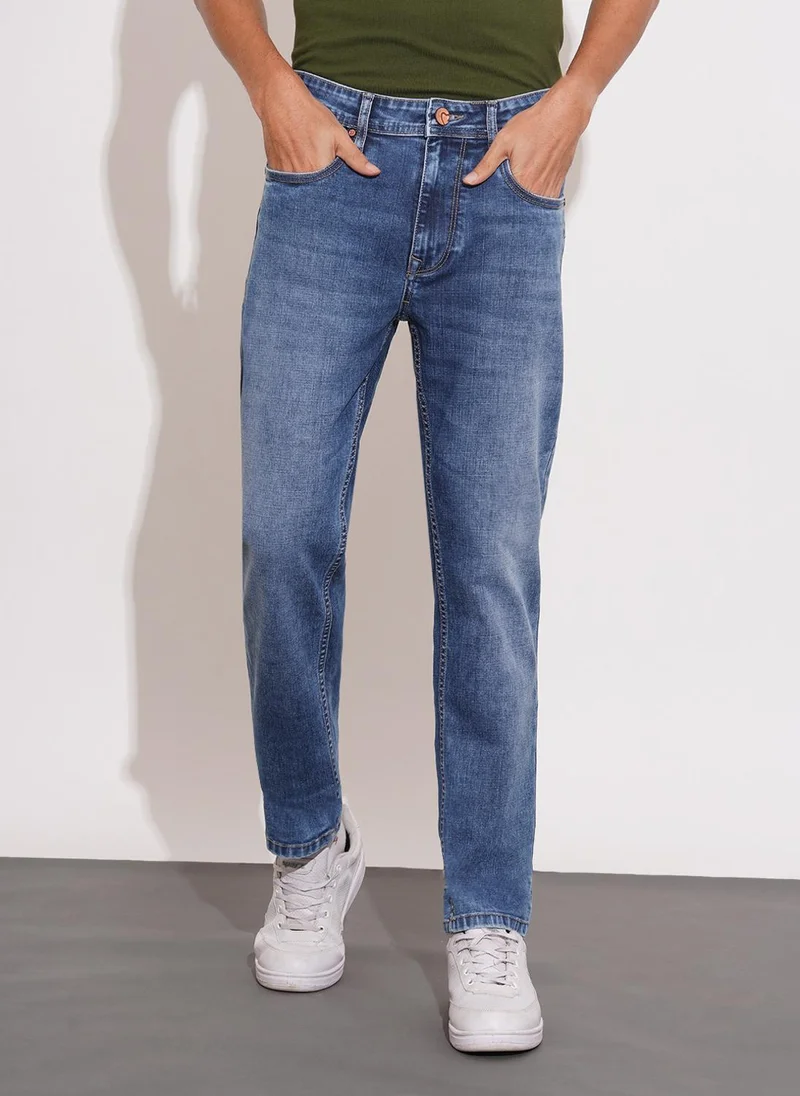 Being Human Men Mid Tone Straight Fit Mid-Rise Heavy Fade Jeans
