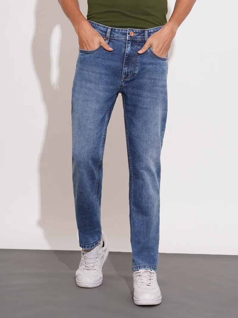 Being Human Men Mid Tone Straight Fit Mid-Rise Heavy Fade Jeans