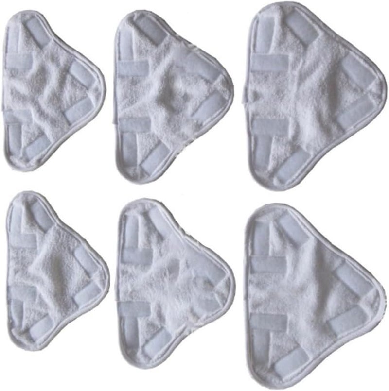 6 Pack White Triangle Steam Mop Pads Reusable Washable High Quality Fiber Cloth Covers - Image 3