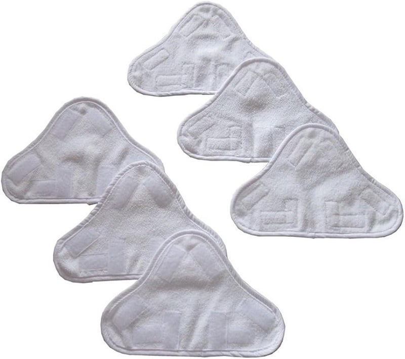 6 Pack White Triangle Steam Mop Pads Reusable Washable High Quality Fiber Cloth Covers - Image 2