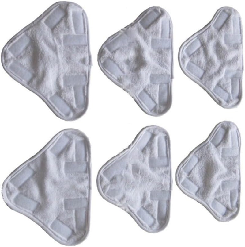 6 Pack White Triangle Steam Mop Pads Reusable Washable High Quality Fiber Cloth Covers - Image 1