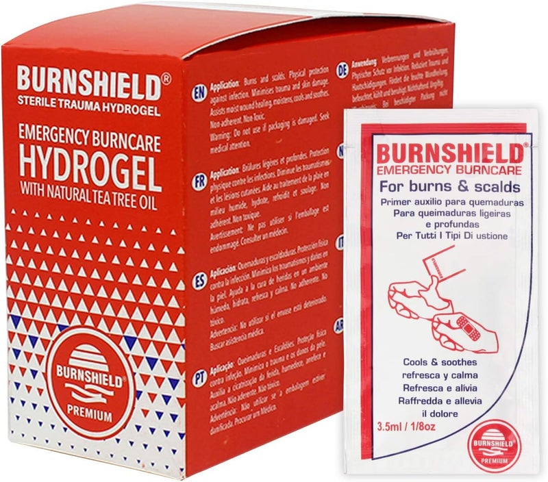 أكياس هيدروجيل للإسعافات الأولية لحروق برن شيلد، 25 قطعة