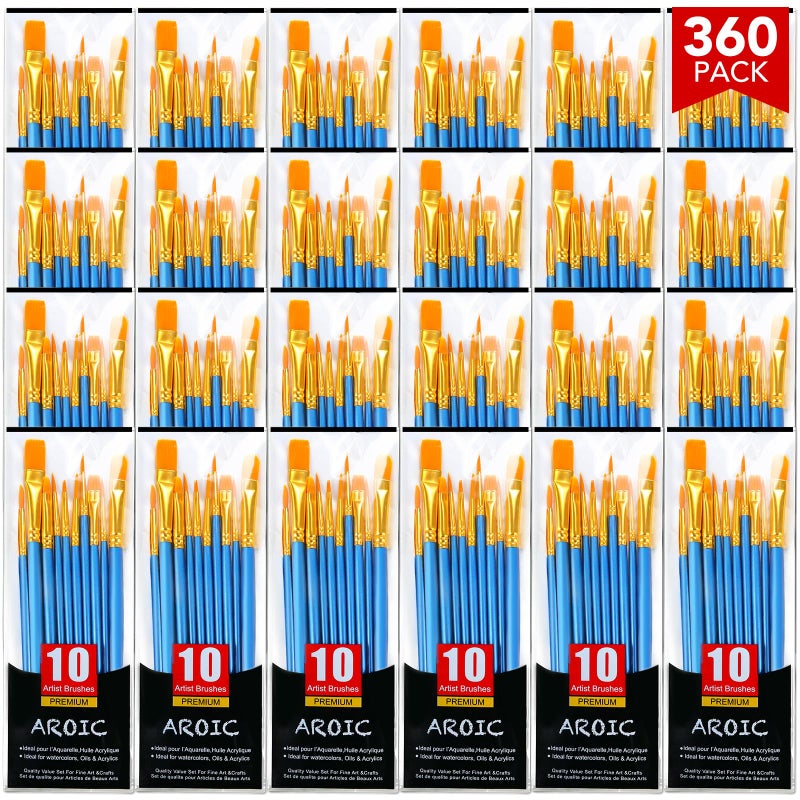 AROIC Acrylic Paint Brush Set, 36pack/360pcs Nylon Hair Paint Brushes, for Oil Painting Rock Body Painting, Artist Amateur Craft Paint Brushes Supplies, Children Adult Painting Small Paint Brush Set. - Image 1