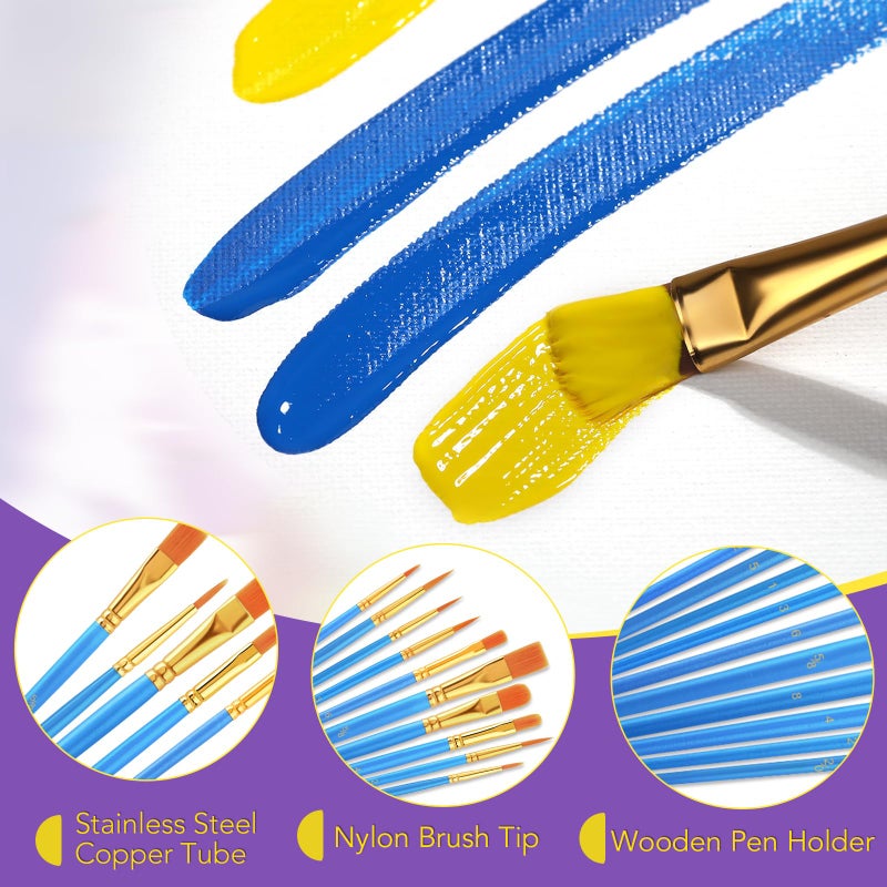 AROIC Acrylic Paint Brush Set, 36pack/360pcs Nylon Hair Paint Brushes, for Oil Painting Rock Body Painting, Artist Amateur Craft Paint Brushes Supplies, Children Adult Painting Small Paint Brush Set. - Image 4