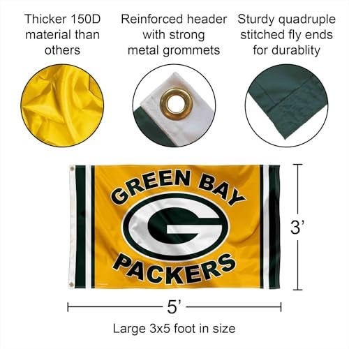 WinCraft Green Bay Packers Gold Flag Large 3x5 Banner - Image 3