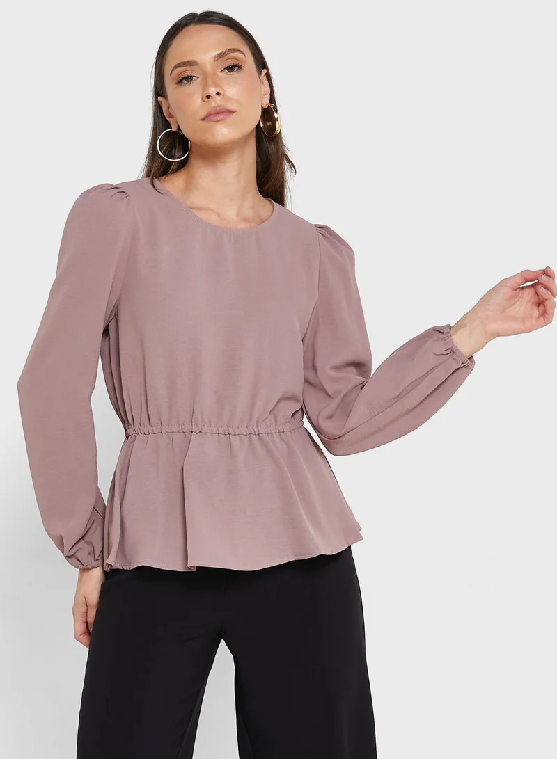 ONLY Balloon Sleeve Peplum Top