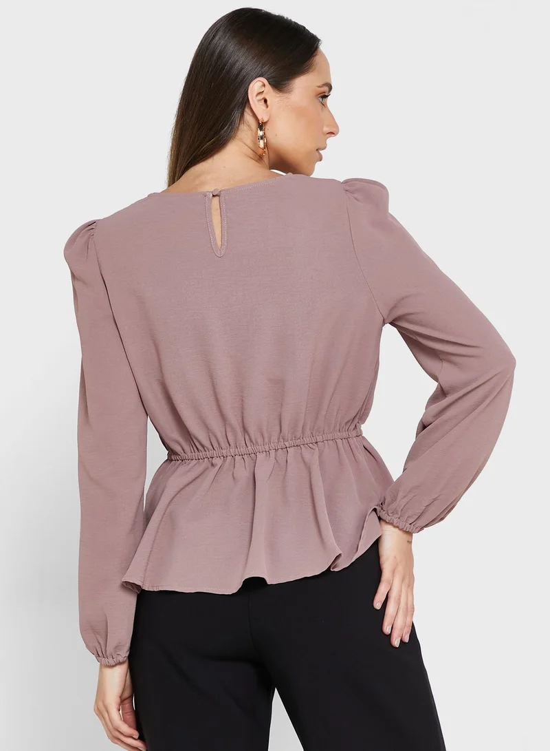 ONLY Balloon Sleeve Peplum Top