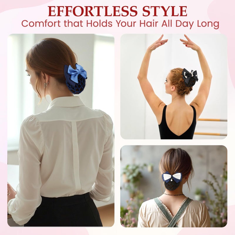 كيلوفلاي مجموعة مساند لكعكة الشعر بتصميم شبكة ومشبك يمكن ارتداؤها بطريقتين مكونة من 4 قطع - Image 5