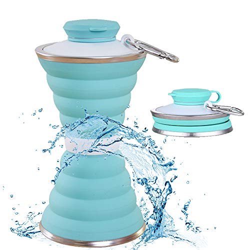 SEMETOR Collapsible Water Bottle, Camping Cup With Carabiner, Reuseable Silicone Foldable Leak Proof Portable Sports For Outdoor, Travel Gym Hiking, BPA Free, Cycling Cups - Image 1