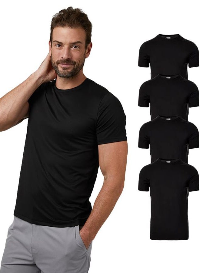 32 Degrees 32º DEGREES Mens 4 Pack Cool Quick Dry Active Basic Crew T-Shirt, Black, Small - Image 1