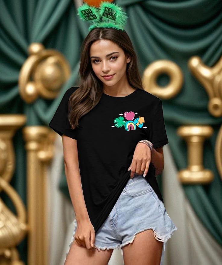 UNIQUEONE St Patricks Day Shirt Women One Lucky Teacher St. Patrick's Day Shirts for Women School Teach Shirt Black - Image 2