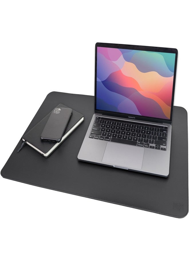 Vine Creations Leather Desk Mat 24" x 17", Desk Protector, PU Leather Desk Pad, Non Slip Small Desk Pad Mat, Desk Blotter, Desk Pads on Top of Desks, Home or Office Small Desk Mat (Black) - Image 1