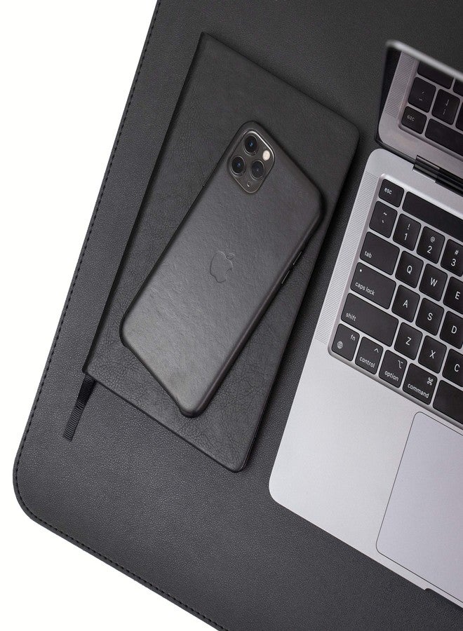Vine Creations Leather Desk Mat 24" x 17", Desk Protector, PU Leather Desk Pad, Non Slip Small Desk Pad Mat, Desk Blotter, Desk Pads on Top of Desks, Home or Office Small Desk Mat (Black) - Image 2
