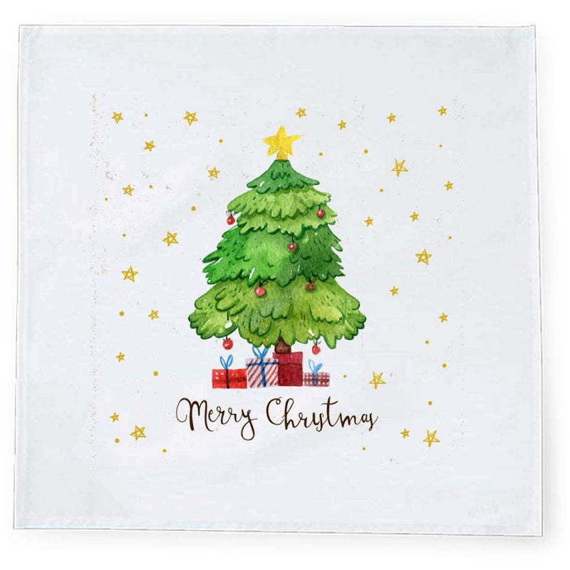 Khakee 6 Pcs Christmas Theme Tafta Silk Table Napkins 10x 10 for Xmas Decoration Christmas OrnamentsChristmas Gift npxmas337P - Image 2