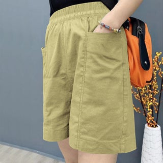Red Five-point Pants Womens Summer New Arrival Stretchy Waist Large Pocket Large Size Shorts for Chubby Girls Loose Casual Wide-leg Hot Pants Khaki - pzsku/Z775F3191B3D0D1CF8269Z/45/1746073690/7aa53c58-a98a-4839-a727-723b17e5c719