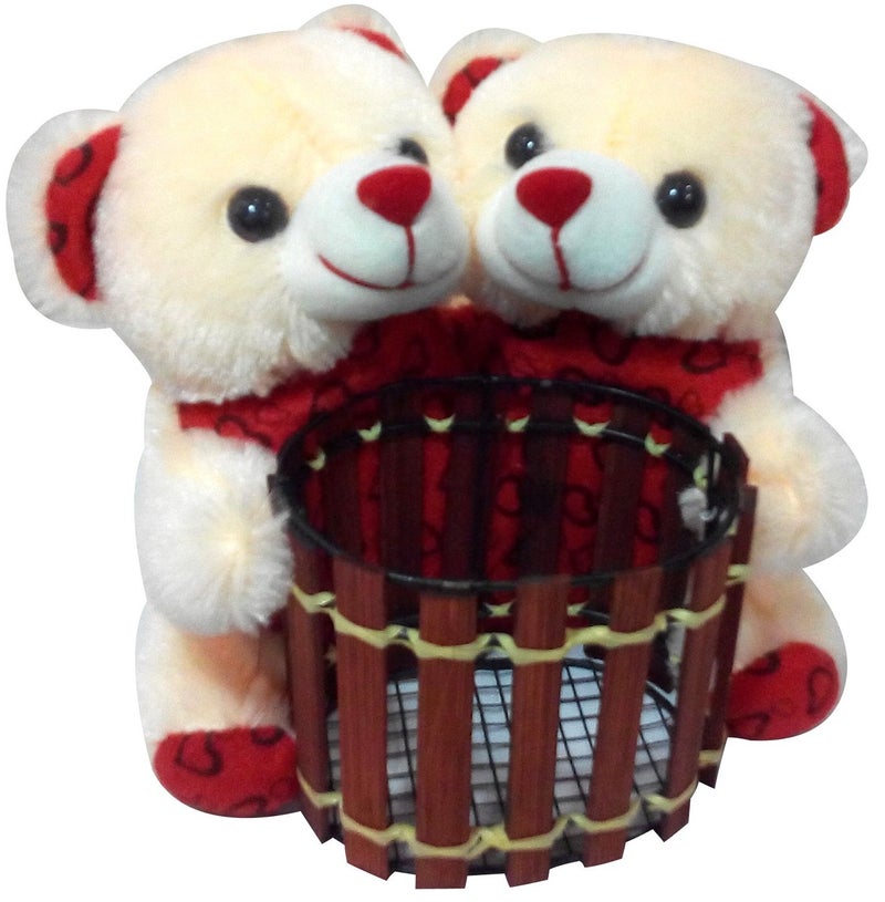 Saugat Traders Birthday Gift for Kids-Toddler-Gift Pack of Teddy Bear Pen Stand/Holder for Study Desk-Room Decor-Sister-Brother - Image 1