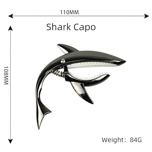 LinnWell Guitar Capo Shark Shape Guitar Capo Acoustic Capo Electric Guitars Capo Premium Zinc Alloy Guitar Accessories Ukulele Mandolin Banjo Bass (Black with 6 Picks) - Image 2