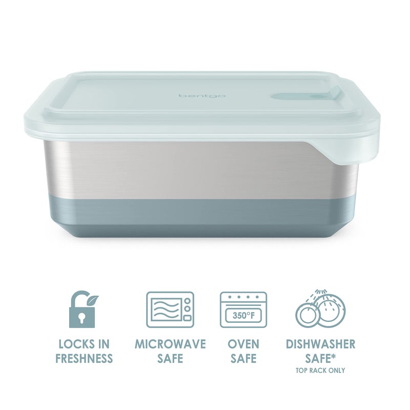 BentgoÂ® MicroSteelÂ® Heat & Eat Container - Microwave-Safe, Sustainable & Reusable Stainless Steel Food Storage Container with Airtight Lid for Eco-Friendly Meal Prepping (Family Size - 8.5 Cups) - Image 3