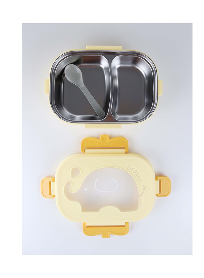 Toshionics Stainless Steel Elephant Lunch Box for Kids 1.4L – Microwave Safe, Leakproof, 2 Compartments, With Spoon, Cute Cartoon Animal Print – School, Daycare, Home, Office, Travel, BPA-Free, Lightweight, Durable, Freezer & Dishwasher Safe – 20x14x5 cm - Image 1