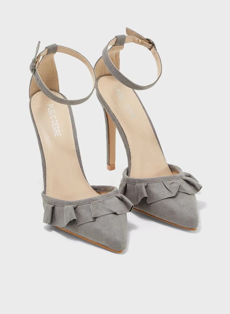 PUBLIC DESIRE Habit Frill Detail Pointed Toe Heel