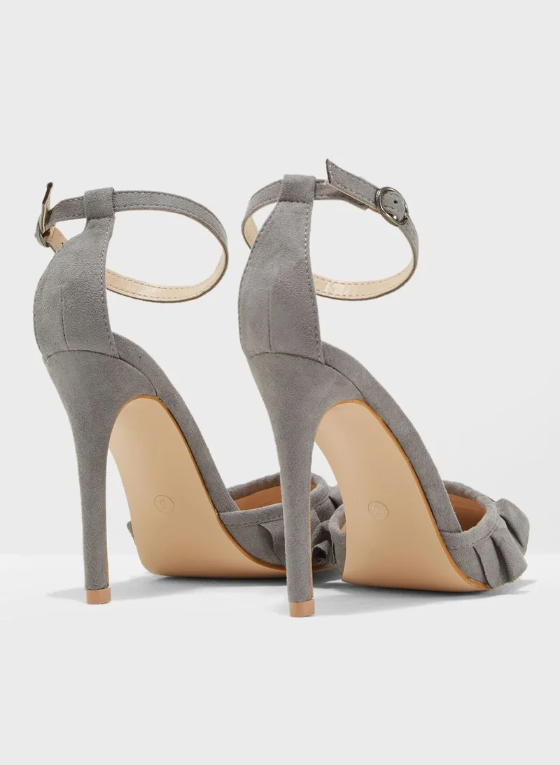 PUBLIC DESIRE Habit Frill Detail Pointed Toe Heel
