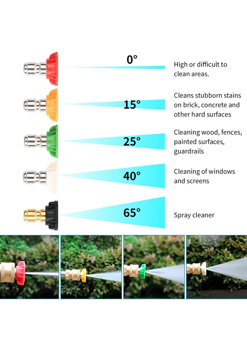 Generic 4000PSI High Pressure Washer Gun Handle with 5 Water Nozzle with 5 Water Nozzle Tip, Car Wash Spray Gun no Hose, M22-14 Hose Connector & 1/4" Quick Connector for Car, Patio Cleaning  - Image 3