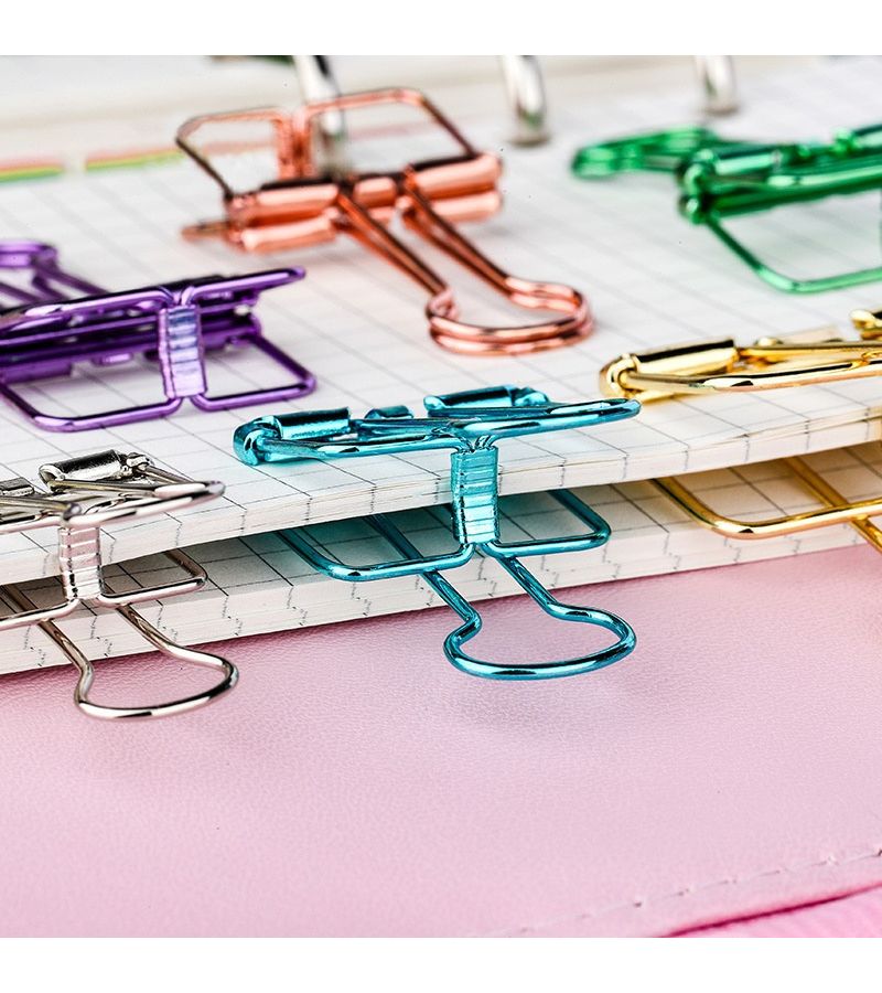 8 Pcs Random Color Durable Metal Binder Clips Hollow Long Tail Clips Document Organizer Office School Supplies - Image 5
