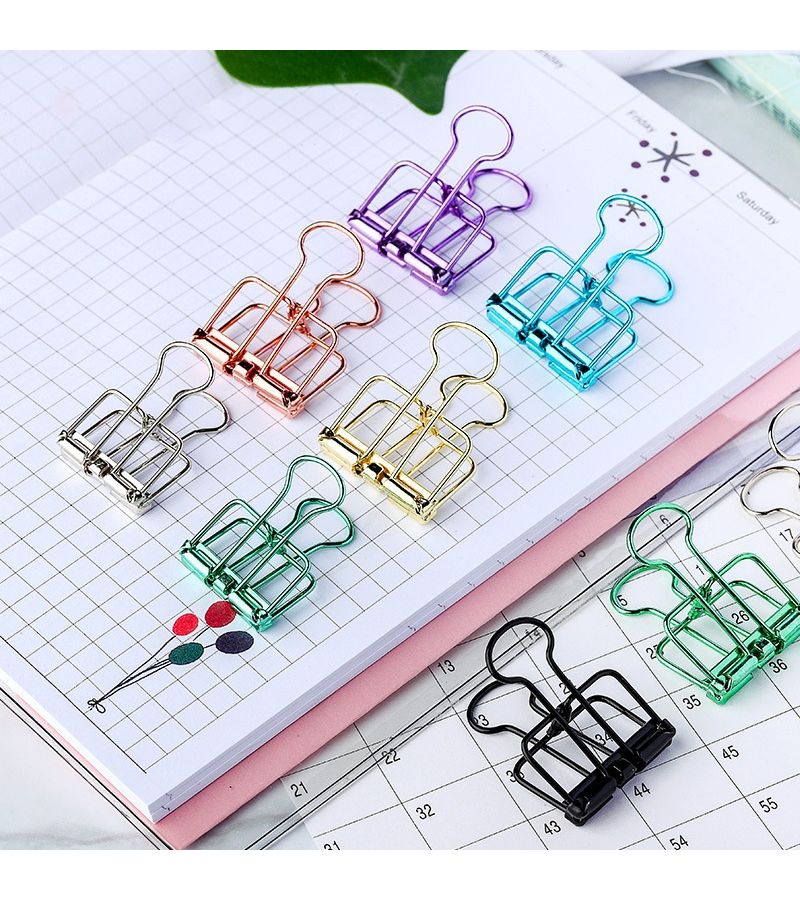 8 Pcs Random Color Durable Metal Binder Clips Hollow Long Tail Clips Document Organizer Office School Supplies - Image 2