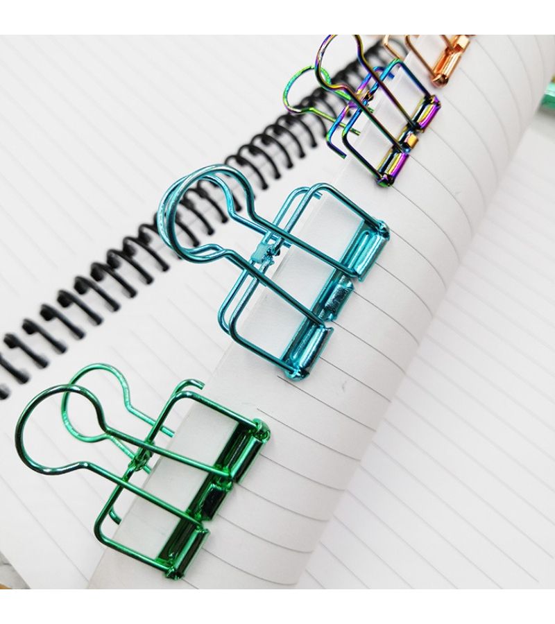8 Pcs Random Color Durable Metal Binder Clips Hollow Long Tail Clips Document Organizer Office School Supplies - Image 1