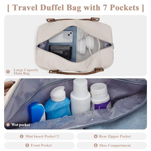 HYC00 Travel Duffel Bag with Shoes Compartment, Overnight Weekender Bags for Women,Carry on Personal Item Bag - Image 4