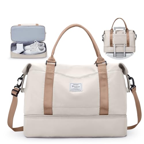 HYC00 Travel Duffel Bag with Shoes Compartment, Overnight Weekender Bags for Women,Carry on Personal Item Bag - Image 1