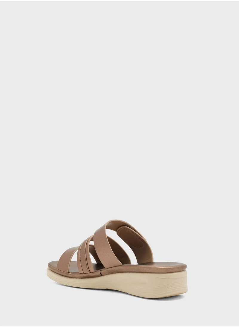 Vincci Multi Strap Mid Heel Wedge Sandals