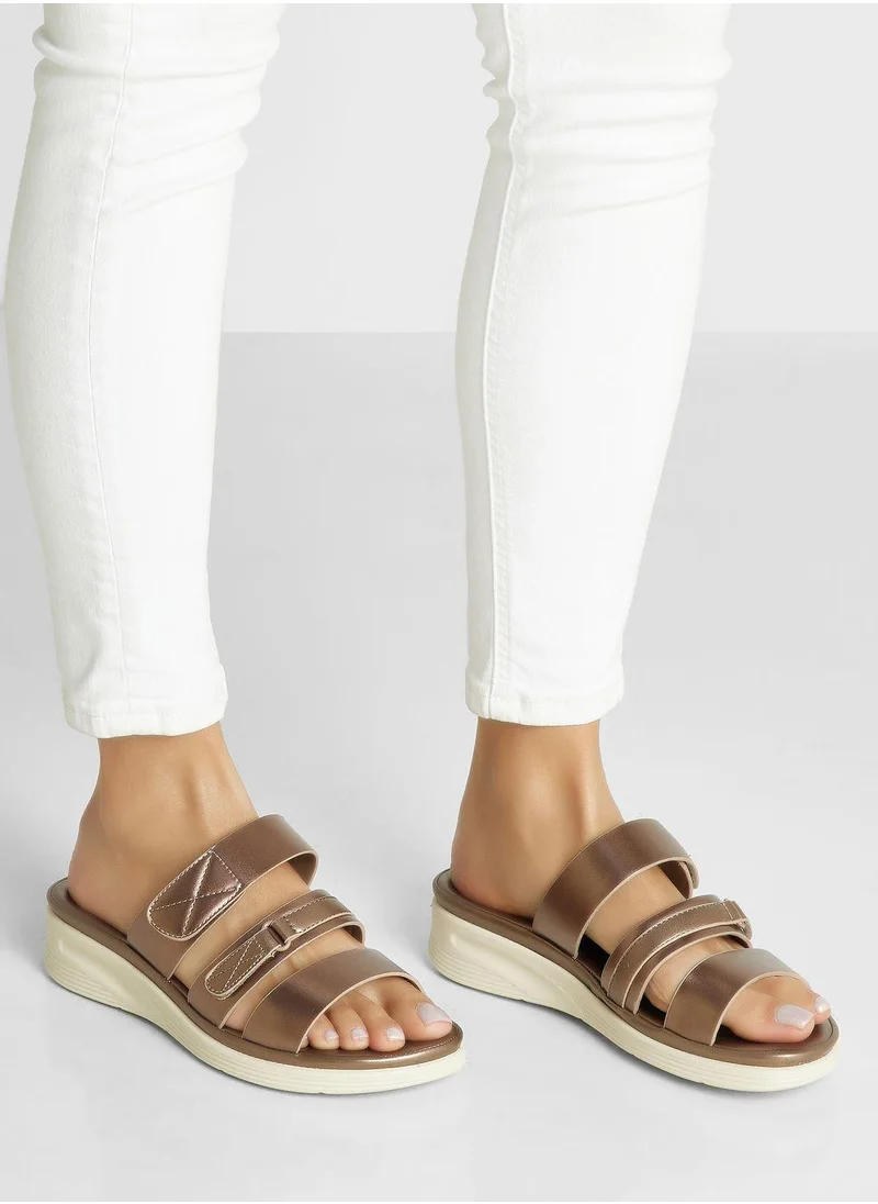 Vincci Multi Strap Mid Heel Wedge Sandals