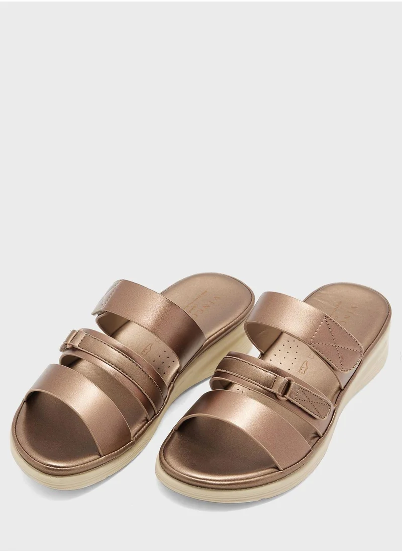 Vincci Multi Strap Mid Heel Wedge Sandals