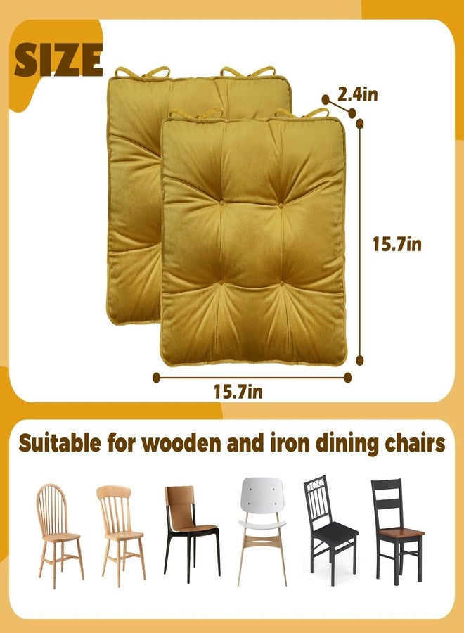 Wadser Set of 2 Chair Pads Velvet Thick Seat Cushions for Home Office Chairs Square Tatami Pillow Pads for Floor Balcony Patio, Emerald Green, 15.7x15.7x2.4 - Image 3