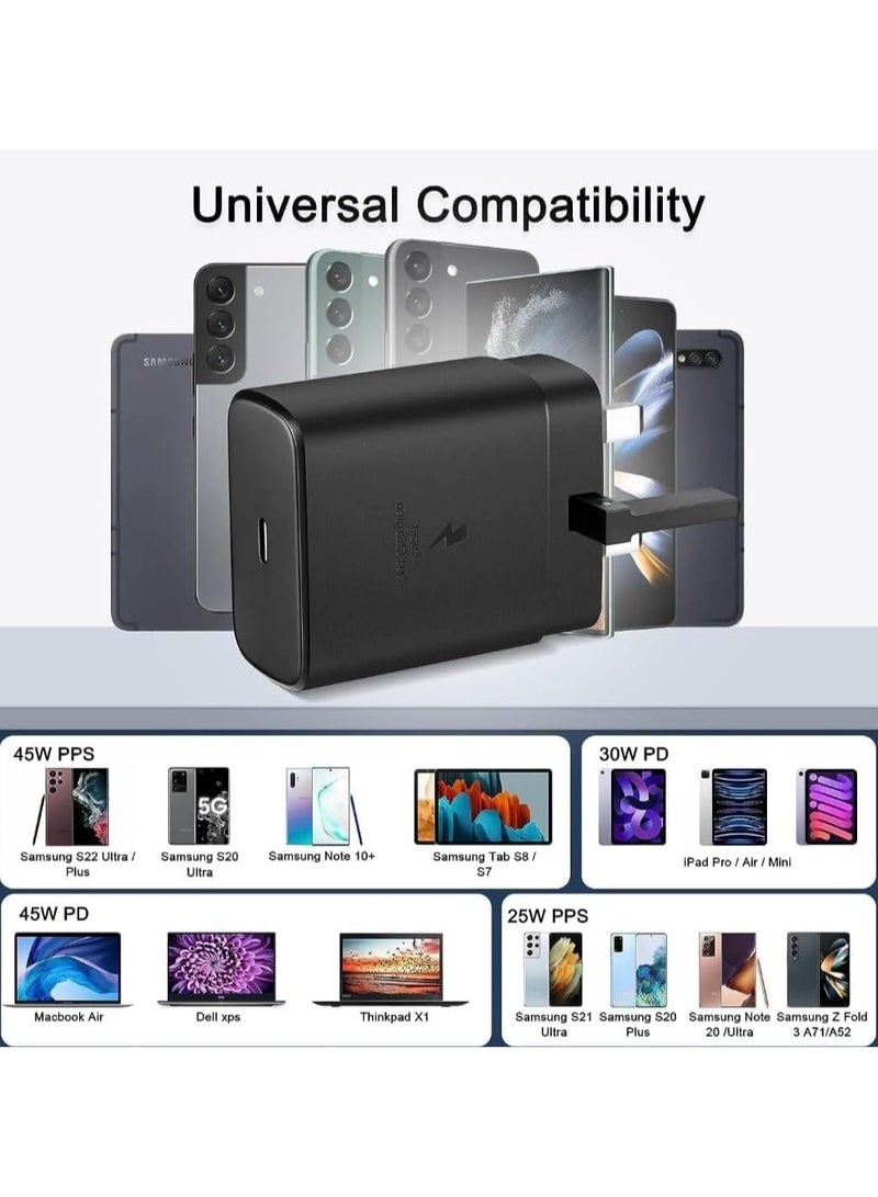 شاحن فائق السرعة 45 وات لهاتف Samsung، شاحن Gcstnn PPS PD3.0 USB-C لهاتف Samsung Galaxy S23 Ultra S23+ S23 S22 Ultra S21+ A53 5G A54 Z Fold/Flip 4 Tab S8 Ultra، قابس محول الطاقة مع كابل - Image 3